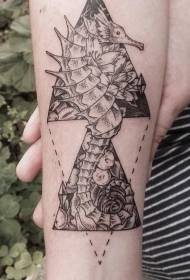 xeometría de brazo e patrón de tatuaxe de picadura de cabalo de mar