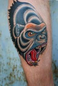 beso gorila koloretsu tatuaje eredua