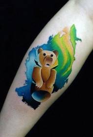 cánh tay hình xăm búp bê gấu đầy màu sắc