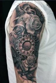 arm antike Roum) Digital Auer rose a Vugel Tattoo Muster