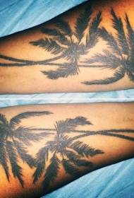 Baie realistiese swart palmboom tattoo patroon met arms