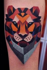 stíl gheoiméadrach péinteáilte patrún tattoo lámh leon ceann