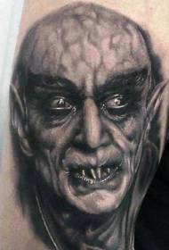 arm very realistic black old fear monster tattoo pattern