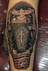 herufi nzuri za jeneza la mkono na muundo wa tattoo ya tai