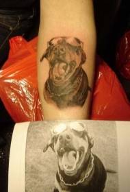 braț drăguț gri doberman și ochelari model tatuaj