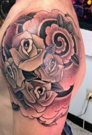 skouder swart) Rose persoanlikheid tattoo patroan