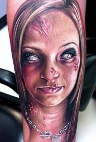 arm kleur realistische vrouwelijke zombie tattoo patroon