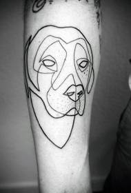 Musta luonnos koiran avatar-tatuointikuviosta, varren yksinkertainen muotoilu