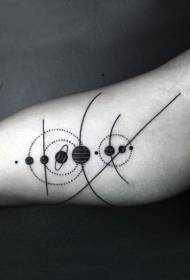 大 arm 검은 태양계 행성 문신 패턴