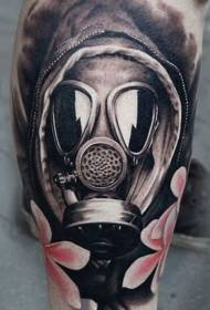 keal realistysk realistysk gasmasker en bloem tatoetmuster