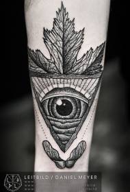 käsivarsi mustavalkoinen tyyli kolmio silmä tatuointi malli