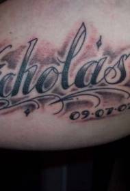 Arm englischer Name und Nummer schwarz Tattoo-Muster