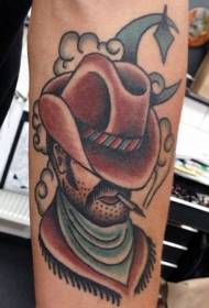 patrón de tatuaxe de brazo de dril de algodón fumando estilo occidental