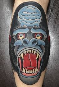 borjú old school színes Gorilla fej tetoválás minta