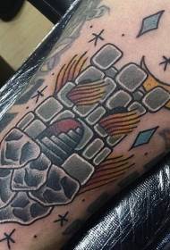roztomilý kreslený malá věž a měsíc paže tetování vzor
