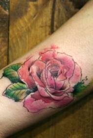 grote arm aquarel stijl grote roos tattoo patroon