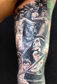 рука чорно-білих боксер бою сцени татуювання візерунок