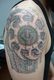 Big huge mechanical gear tattoo pattern