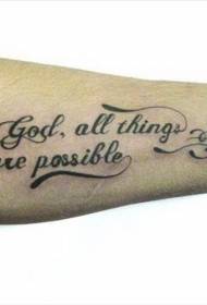 Arm English letters and eyelid outline tattoo pattern