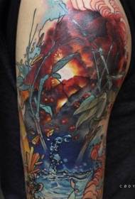 scary Painted mysterious sunset plant arm tattoo pattern