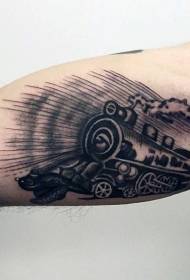 jednoduchý čierny vzor tetovania na ramene vlaku