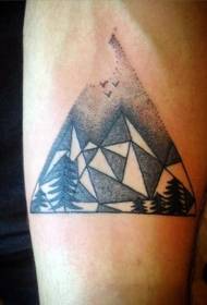 modèle de tatouage de bras de montagne de style géométrique simple piqûre noire