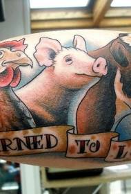 brazo impresionante patrón de tatuaxe de letras animais