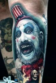 tele horror stil zli klaun portret naslikan uzorak tetovaža