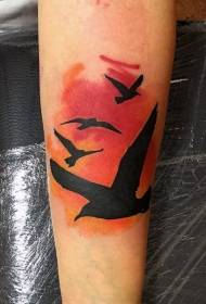 Ozdobený farebný vták neba tetovanie vzor
