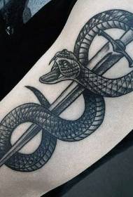 pugnale avvolgente serpente braccio bianco e nero) Modello tatuaggio personalizzato