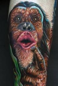 braccio tatuaggio colorato carino scimpanzé