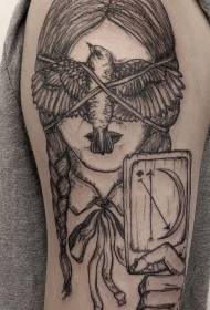 arm svart linje birdie med tatoveringsmønster for jenteavatar