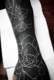 enkel vit linje blommig arm tatuering mönster