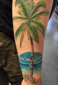 käsivarsi erittäin kaunis maalattu palmu tatuointi malli