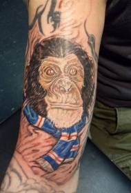 rankos unikalios spalvos šimpanzės ir šaliko tatuiruotės raštas