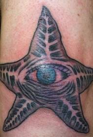 lengan ikan bintang hitam menakutkan dengan lengan corak tatu mata biru