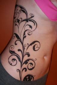 Nice black vine side rib tattoo pattern