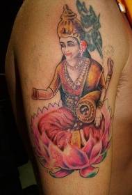 Immagine tatuaggio spalla indù loto dio