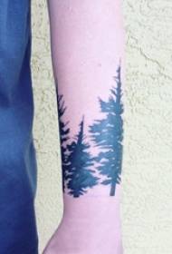 Fiú csuklóját fekete egyszerű absztrakt vonalak növény nagy fa tetoválás képet