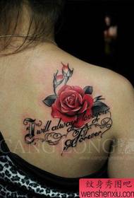 Female shoulders popular beautiful colored rose tattoo pattern