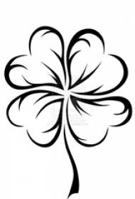 Black line art small fresh beautiful four-leaf clover tattoo manuscript