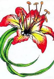 Blommig tatueringsmönster: Färgglad bild för liljatatueringmönster