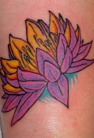 Kojų spalvos purpurinis lotoso tatuiruotės modelis