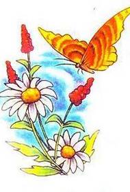 Kelebek aşk çiçek kelebek çiçek dövme desen resmi