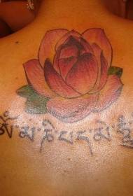 Lotus ak Boudis ekriti karaktè modèl tatoo