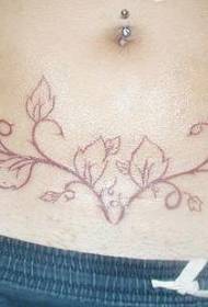 Modello di tatuaggio di vite marrone minimalista addominale