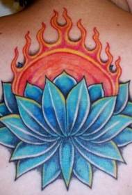 Blue lotus ak modèl tatoo flanm dife