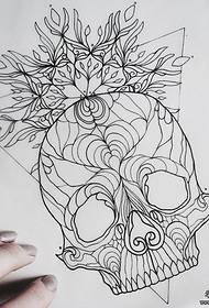 Europese en Amerikaanse lijnen schedel geometrische plant tattoo patroon manuscript