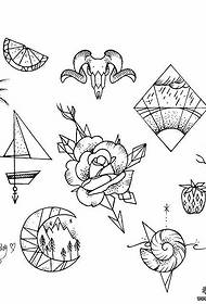 Malgranda freŝa lernejo florejo malgranda mastruma manuskripto pri tatuaje