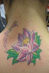 Kaklo spalvos purpurinio vandens lotoso tatuiruotės paveikslėlis